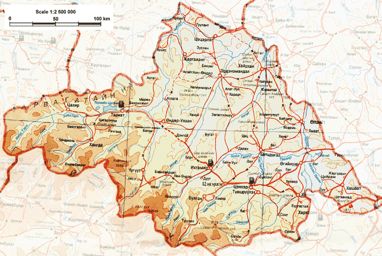 Mapa de Arkhangai